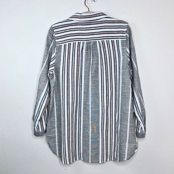 SOFT SURROUNDINGS Brookhaven Tunic Multi Embroidered Striped Petite Large PL Top - Picture 5 of 6